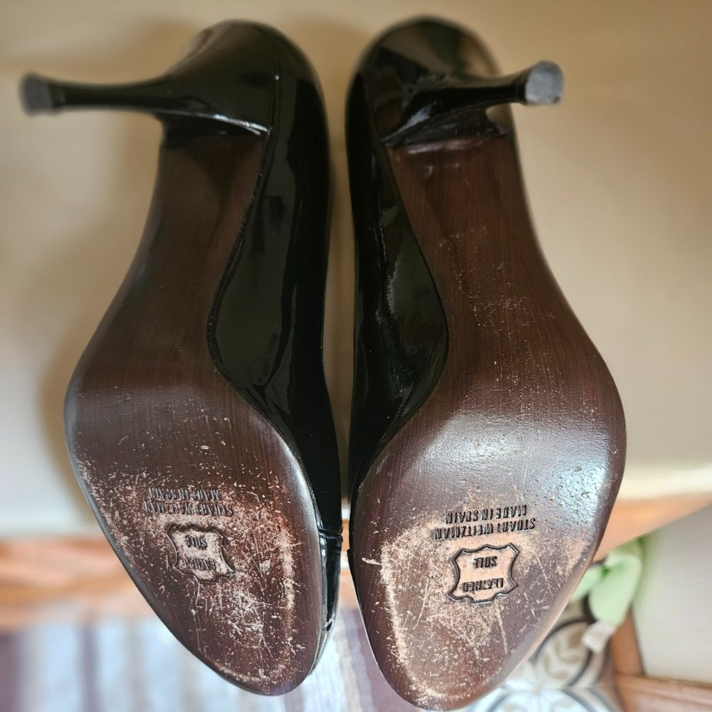 Stuart Weitzman black Criss cross heels size 8 medium - Picture 4 of 6
